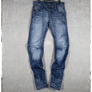 G Star Raw Arc 3D Slim Jeans Men's 32x36 Blue Faded Distressed Tapered Denim Y2K